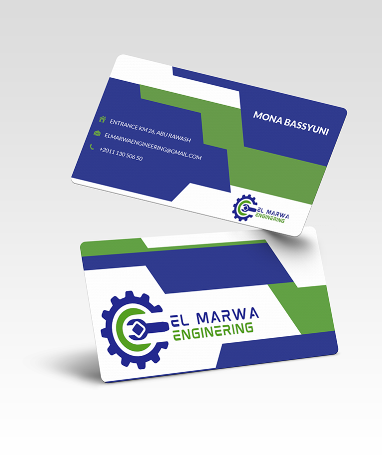 A complete brand identity designed for El Marwa Engineering, reflecting precision, industrial strength, and technical expertise. The visual system combines bold colors, mechanical elements, and structured layouts to communicate reliability and professionalism.