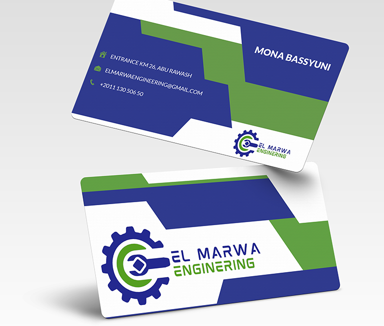 A complete brand identity designed for El Marwa Engineering, reflecting precision, industrial strength, and technical expertise. The visual system combines bold colors, mechanical elements, and structured layouts to communicate reliability and professionalism.