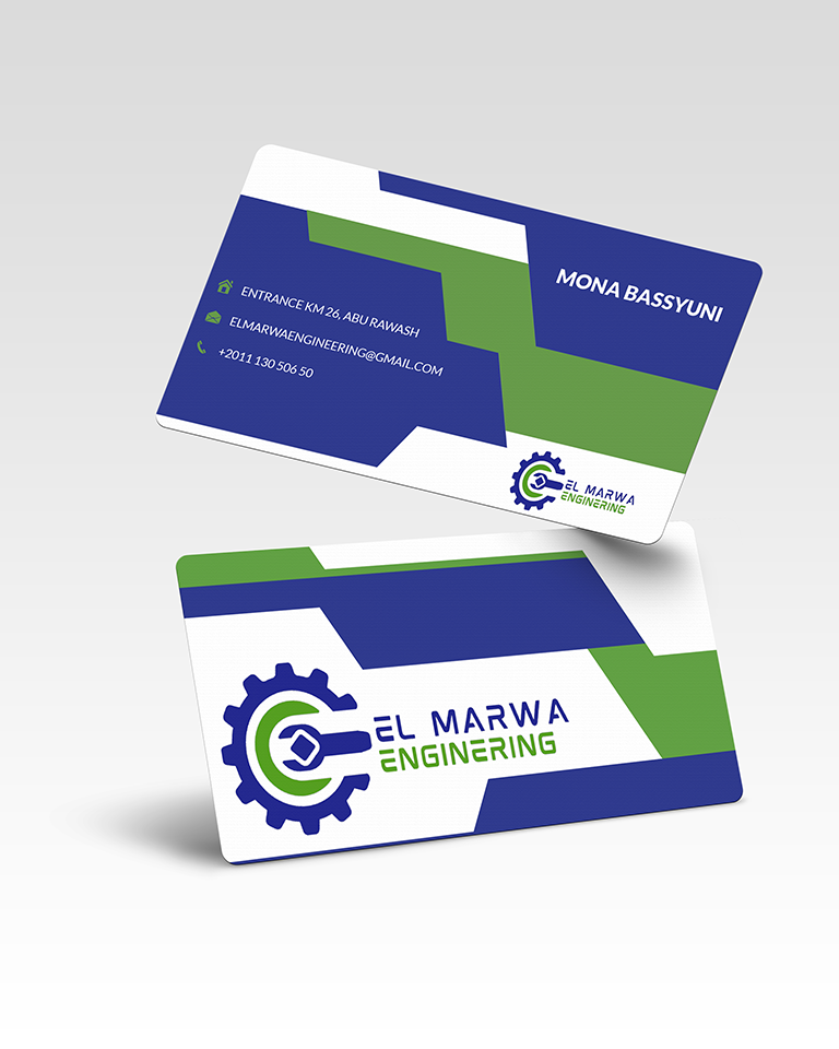 A complete brand identity designed for El Marwa Engineering, reflecting precision, industrial strength, and technical expertise. The visual system combines bold colors, mechanical elements, and structured layouts to communicate reliability and professionalism.