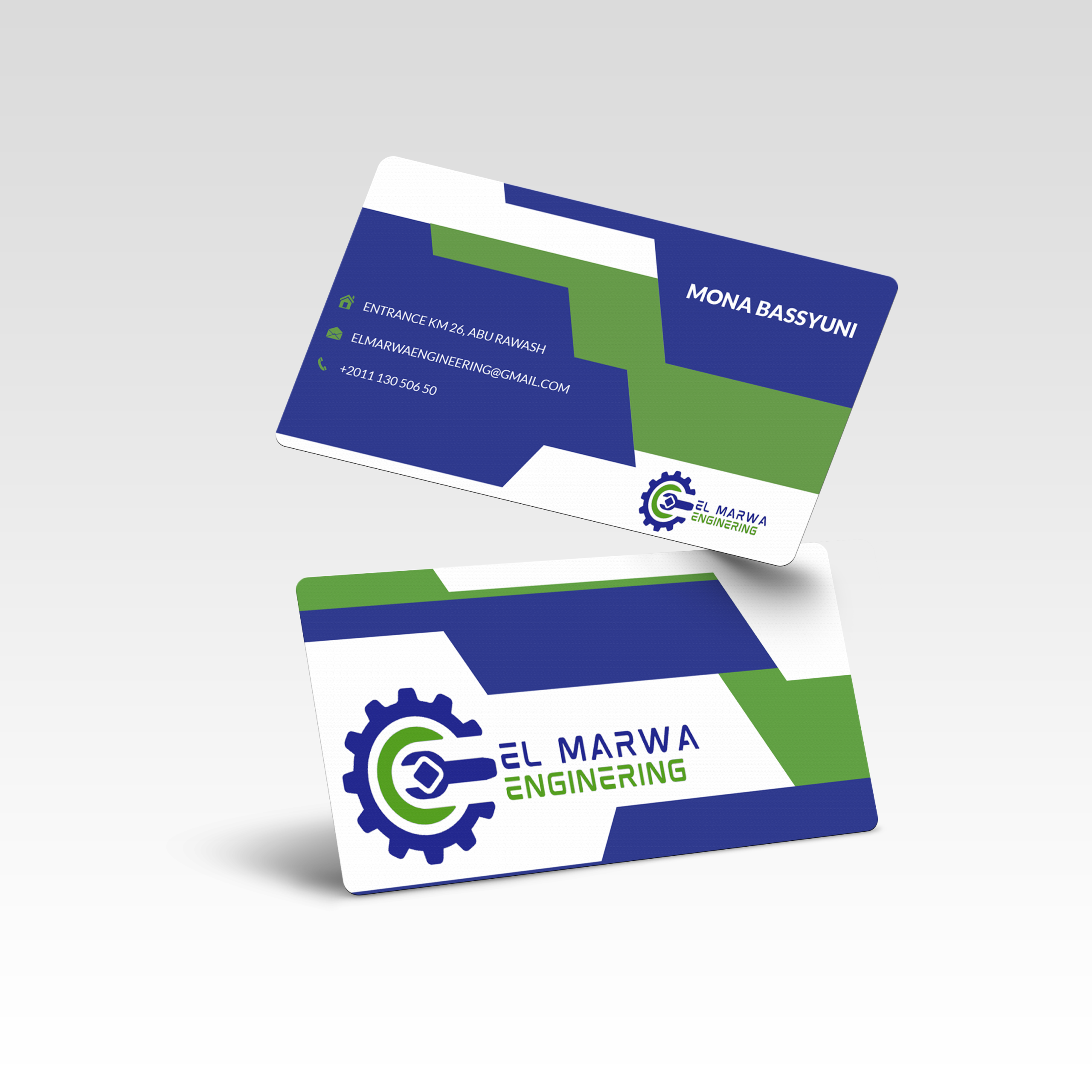 A complete brand identity designed for El Marwa Engineering, reflecting precision, industrial strength, and technical expertise. The visual system combines bold colors, mechanical elements, and structured layouts to communicate reliability and professionalism.